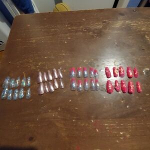 Cutie Color Street Press-On Nails - Red, Silver, Blue